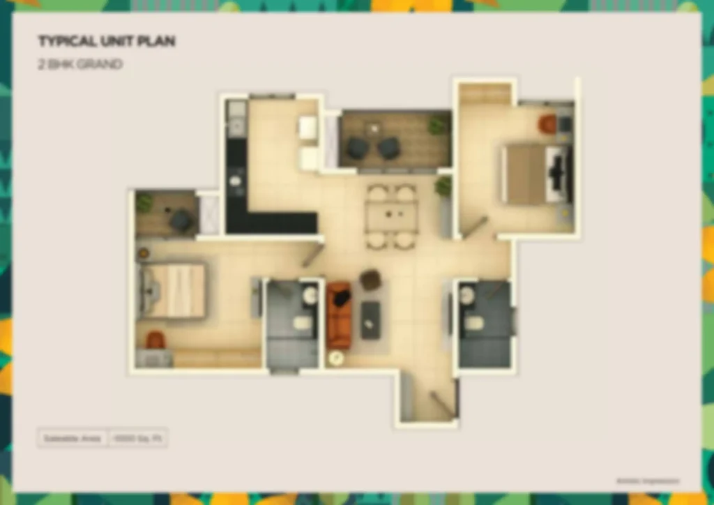 Purva Esplanade Apartment 3 BHK Floor Plan by Puravankara Group located at KIADB Aerospace Park, Bagalur, Bangalore Karnataka